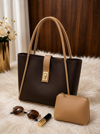 Premium Women’s Tote Handbag with Matching Pouch | Elegant Stylish Shoulder Bag | Spacious Ladies Fashion Purse for Office, Shopping & Daily Use