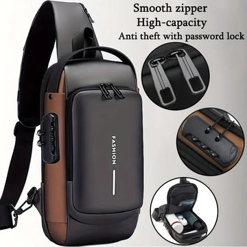 Anti-Theft Cross Body Bag With Password Lock Smooth Zippers And High-Capacity Storage