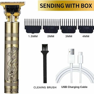 Metal Body T9 Trimmer VINTAGE T9 Dragon Style Metal Rechargeable Electric Hair Clipper Cutting Machine Professional Hair Barber Trimmer